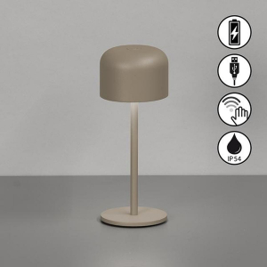 Gartenbeleuchtung, Balkonbeleuchtung, Terrassenbeleuchtung, LED Außen Tischleuchte, Dimmbar, Grau-Braun, Akku, IP54, 22 cm Höhe, Campingbeleuchtung, Restaurantbeleuchtung, Hotelbeleuchtung