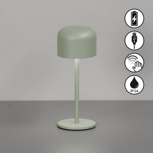 Gartentischbeleuchtung, Campingbeleuchtung, Balkonbeleuchtung, Terrassenbeleuchtung, LED Außen Tischleuchte, Grün, Sensordimmer, Akku, IP54, 22 cm Höhe, Hotelbeleuchtung, Restaurantbeleuchtung