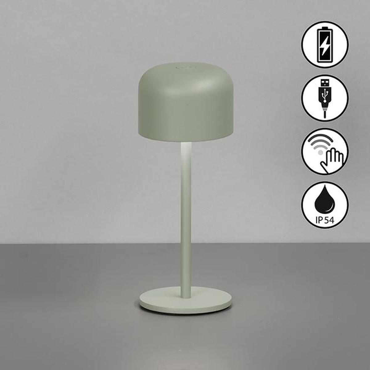 Gartentischbeleuchtung, Campingbeleuchtung, Balkonbeleuchtung, Terrassenbeleuchtung, LED Außen Tischleuchte, Grün, Sensordimmer, Akku, IP54, 22 cm Höhe, Hotelbeleuchtung, Restaurantbeleuchtung
