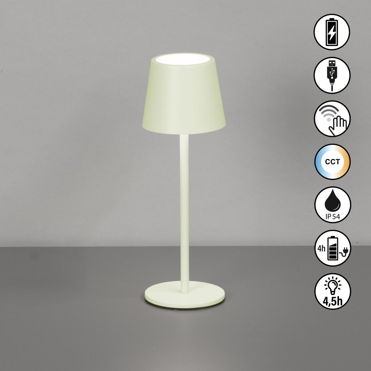 Gartenbeleuchtung, Campingbeleuchtung, Balkonbeleuchtung, Terrassenbeleuchtung, LED Aussen Tischleuchte, Grün, Metall, Farbwechsler, Dimmer, IP54, 28 cm Höhe, Hotelbeleuchtung, Restaurantbeleuchtung