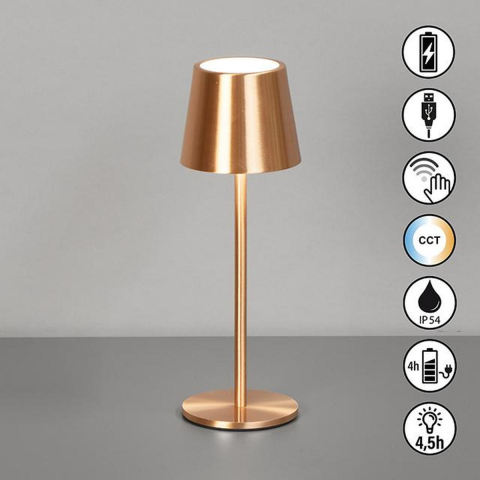 Balkonbeleuchtung, Terrassenbeleuchtung, Gartenbeleuchtung, Partybeleuchtung, Restaurantbeleuchtung Aussen Tischleuchte, Kupfer, Farbwechsler, Dimmer, Akku, IP54, 28 cm Höhe