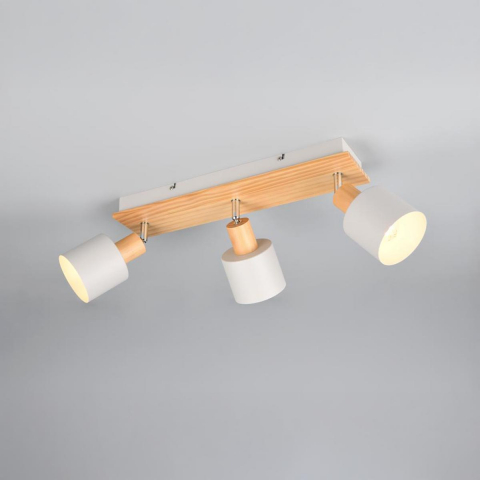Küchenbeleuchtung, Esszimmerbeleuchtung, Officebeleuchtung, 3er Strahler, Grau, Braun, Holz, Metall, Verstellbar, 46 cm x 18 cm, Schlafzimmerbeleuchtung, Wohnzimmerbeleuchtung, Hotelzimmerbeleuchtung