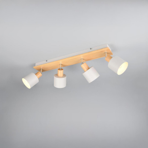 Esszimmerbeleuchtung, Wohnzimmerbeleuchtung, Deckenleuchte, 4er Strahler, Metall, Grau, Holz, Braun, 61 cm x 18 cm, Küchenbeleuchtung, Schlafzimmerbeleuchtung, Flurbeleuchtung, Restaurantbeleuchtung