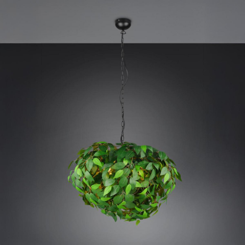 Wohnzimmerbeleuchtung, Schlafzimmerbeleuchtung, Gästezimmerbeleuchtung, Pendelleuchte, Blätter Design, Grün, Höhe anpassbar, Rund, 70 cm Ø, Hotelzimmerbeleuchtung, Restaurantbeleuchtung, Cafébeleuchtung