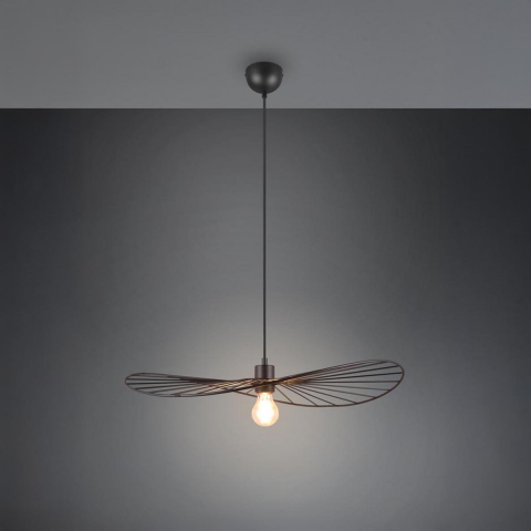 Wohnzimmerbeleuchtung, Schlafzimmerbeleuchtung, Flurbeleuchtung, Dekorative Pendelleuchte, Stäbe, Geschwungen, Schwarz, Höhe anpassbar, 60 cm Ø, Restaurantbeleuchtung, Hotelzimmerbeleuchtung, Gästezimmerbeleuchtung