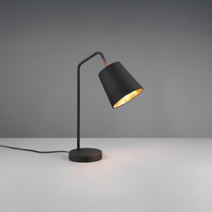 Nachttischbeleuchtung, Schlafzimmerbeleuchtung, Wohnzimmerbeleuchtung, Tischleuchte, Schwarz, Gold, Stoffschirm, Verstellbar, 45 cm Höhe, Hotelzimmerbeleuchtung, Sideboardbeleuchtung, Regalbeleuchtung