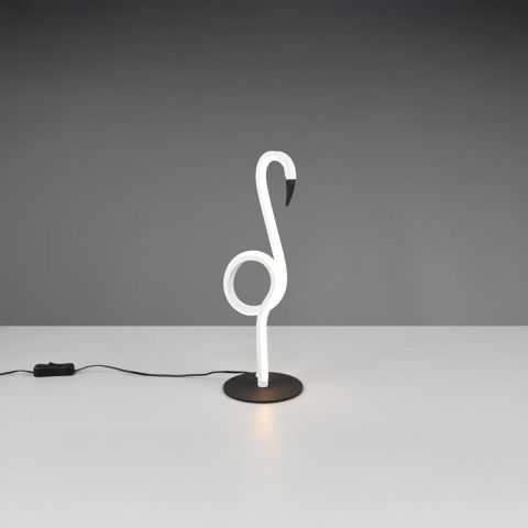 Wohnzimmerbeleuchtung, Nachttischbeleuchtung, Schlafzimmerbeleuchtung, LED Tischleuchte, Flamingo, Dekorativ, Weiss, Schnurschalter, 35 cm Höhe, Hotelzimmerbeleuchtung, Dekobeleuchtung