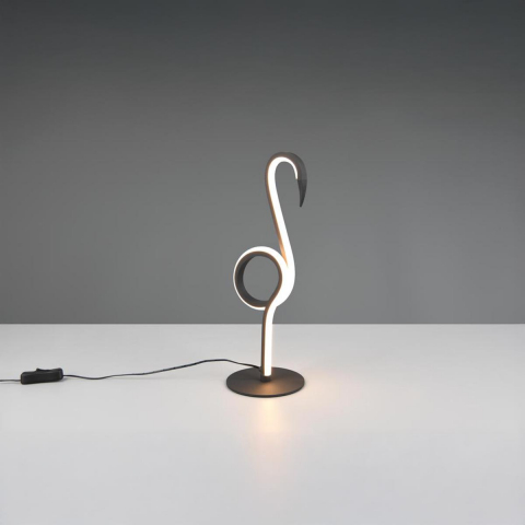 Schlafzimmerbeleuchtung, Wohnzimmerbeleuchtung, Gästezimmerbeleuchtung, Hotelzimmerbeleuchtung LED Tischleuchte, Schwarz, Flamingo, Schnurschalter, 35 cm Höhe
