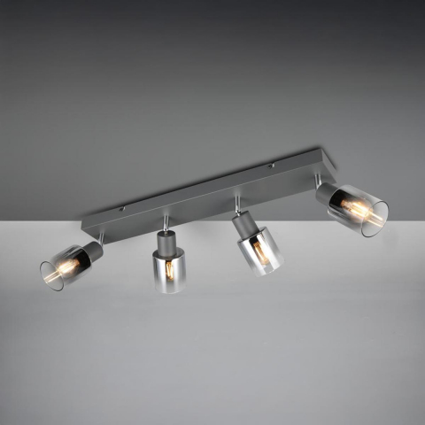 Küchenbeleuchtung, Esszimmerbeleuchtung, Schlafzimmerbeleuchtung, Deckenleuchte, Strahler, 4 Spots, Glasschirme, Anthrazit, 59 cm x 9 cm, Hotelbeleuchtung, Restaurantbeleuchtung