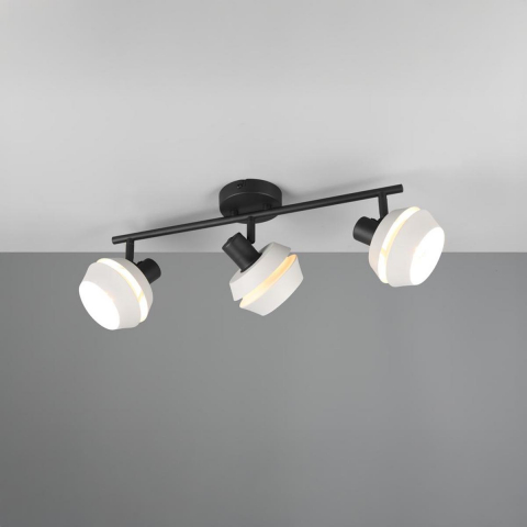 Küchenbeleuchtung, Esszimmerbeleuchtung, Wohnzimmerbeleuchtung, Schlafzimmer, Strahler, 3 Spots, Schwenkbar, Grau, Schwarz, Metall, 55 cm x 12 cm, Gästezimmerbeleuchtung, Restaurantbeleuchtung