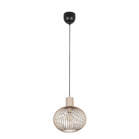 Pendelleuchte, Rund, Gitter, Sandfarbe, Höhe anpassbar, 33 cm Ø