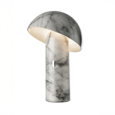 LED Tischleuchte, Rund, Marmor, Akku, Pilz, 25 cm Höhe, Camping, Restaurant Tischleuchte, Gastrotischlampe, Hoteltischbeleuchtung, Innenraumlampe, IP20