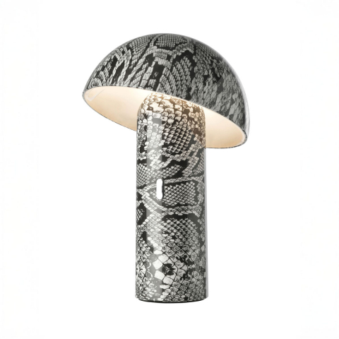 LED Tischleuchte, Rund, Schlangenoptik, Akku, Pilz, 25 cm Höhe, Gastrotischlampe, Hoteltischbeleuchtung, Restauranttischlicht, Innenraumlampe, IP20