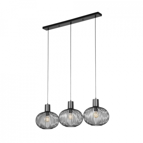 Küchenbeleuchtung, Esszimmerbeleuchtung, Restaurantbeleuchtung, Cafébeleuchtung, Hotelbeleuchtung Pendelleuchte, Schwarz, 3 Strahler, Korb Design, 120 cm x 33 cm