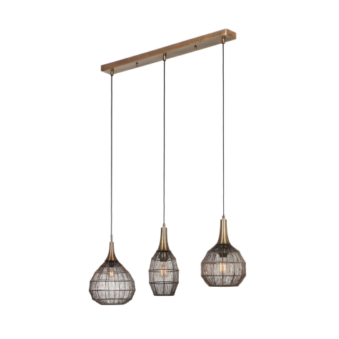 Esszimmerbeleuchtung, Küchenbeleuchtung, Pendelleuchte, 3 Strahler, Altmessing, Schwarz, Höhe anpassbar, 86 cm x 26 cm, Restaurantbeleuchtung, Schlafzimmerbeleuchtung, Barbeleuchtung, Wohnzimmerbeleuchtung