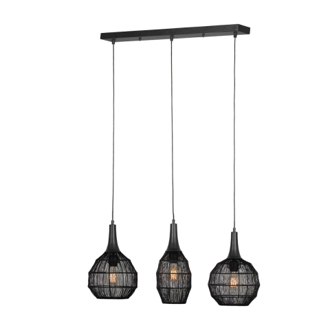 Küchenbeleuchtung, Esszimmerbeleuchtung, Pendelleuchte, 3 Strahler, Metall, Schwarz, Höhe anpassbar, 86 cm x 26 cm, Restaurantbeleuchtung, Cafébeleuchtung Pendelleuchte, 3 Strahler, Metall, Schwarz, Höhe anpassbar, 86 cm x 26 cm