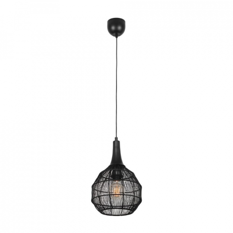 Schlafzimmerbeleuchtung, Esszimmerbeleuchtung, Wohnzimmerbeleuchtung, Hotelzimmerbeleuchtung, Restaurantbeleuchtung Pendelleuchte, Korb, Schwarz, Höhe anpassbar, 26 cm Ø