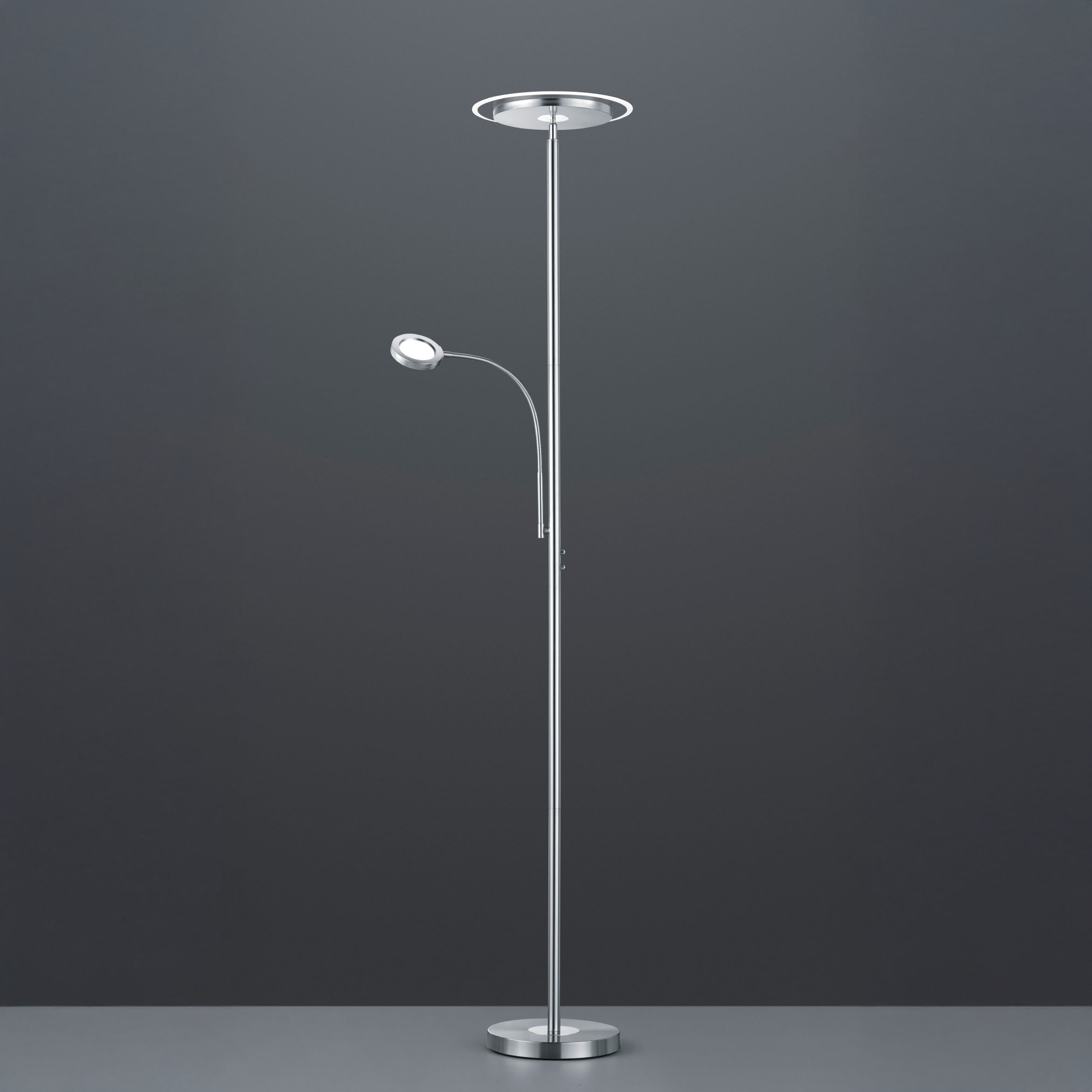 LED Stehleuchte, Nickel, Dimmbar, 2350 lm, 182 cm Höhe