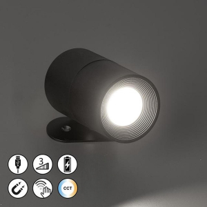 Balkonbeleuchtung, Terrassenbeleuchtung, Gartenbeleuchtung, LED Aussen Wandleuchte, Dimmer, Farbwechsler, Akku, Magnet, Schwarz, IP54, 10 cm Länge, Hotelbeleuchtung, Treppenhausbeleuchtung, Restaurantbeleuchtung
