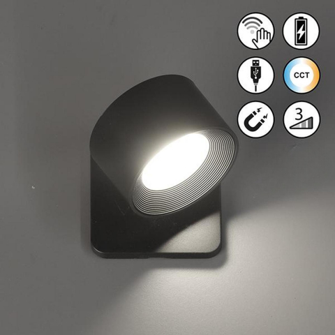Balkonbeleuchtung, Terrassenbeleuchtung, Hotelbeleuchtung, LED Außen Wandleuchte, Schwarz, Farbwechsler, Dimmer, Akku, IP54, 8 cm x 8 cm, Restaurantbeleuchtung, Outdoorbeleuchtung
