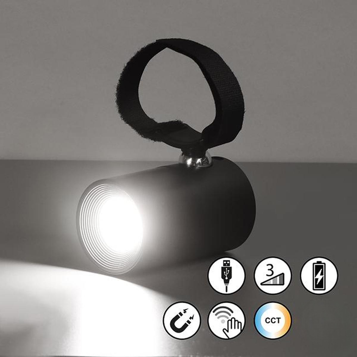 Campingbeleuchtung, Gartenbeleuchtung, LED Aussenleuchte, Magnet, Klettband, Schwarz, Dimmer, IP54, 10 cm Länge, Hotelbeleuchtung, Restaurantbeleuchtung, Balkonbeleuchtung, Terrassenbeleuchtung