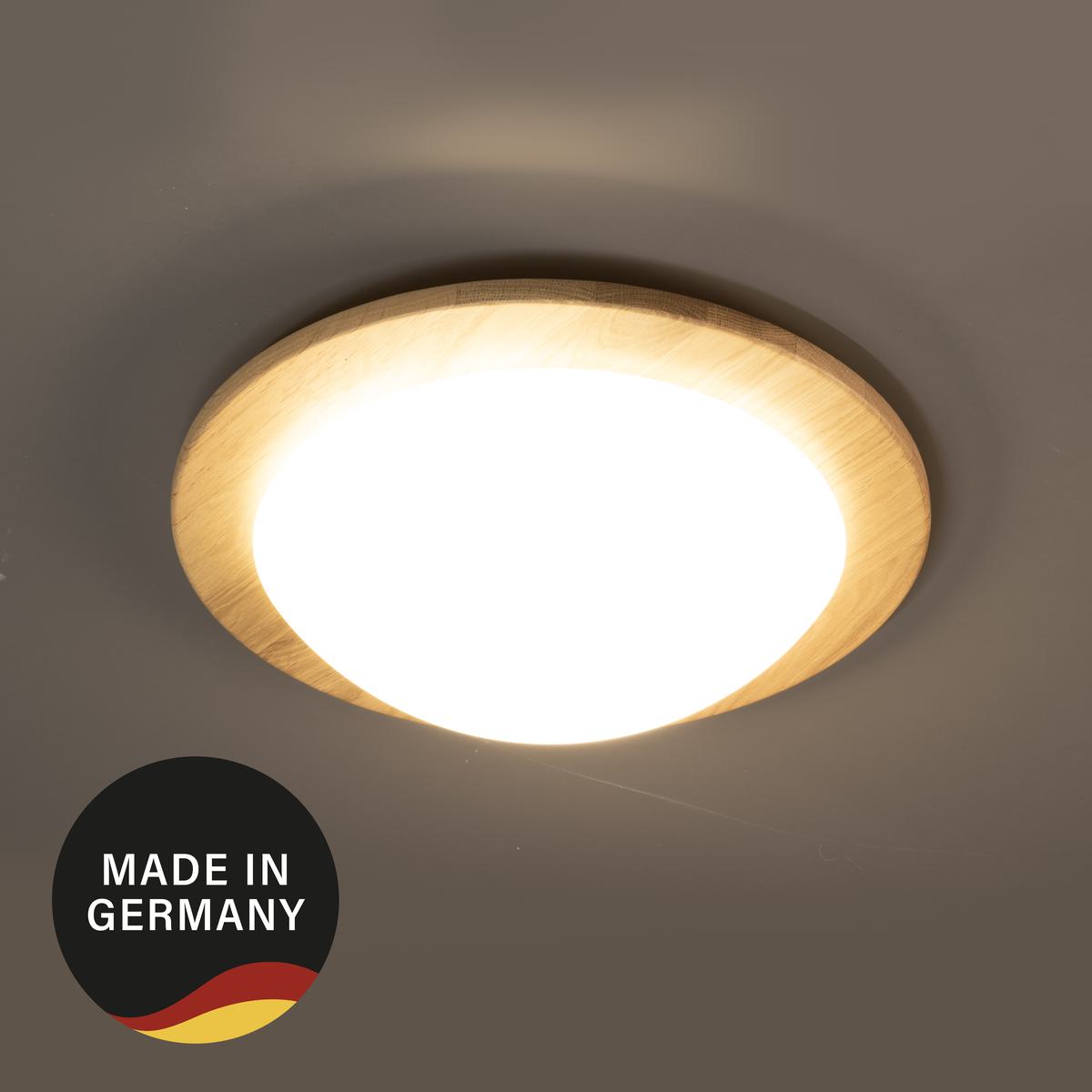 Wohnzimmerbeleuchtung, Schlafzimmerbeleuchtung, Flurbeleuchtung, Esszimmerbeleuchtung, Küchenbeleuchtung, Deckenleuchte, Rund, Holz, Braun, Weiss, 38 cm Ø, Restaurantbeleuchtung, Hotelzimmerbeleuchtung