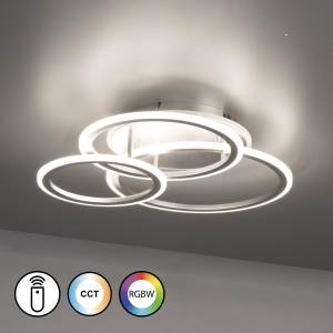 Wohnzimmerbeleuchtung, Schlafzimmerbeleuchtung, Esszimmerbeleuchtung, Restaurantbeleuchtung, LED Deckenleuchte, Nickel, Dimmbar, Farbwechsler, RGBW, 60 cm x 51 cm, Flurbeleuchtung, Hotelbeleuchtung