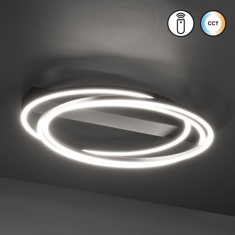 Schlafzimmerbeleuchtung, Bürobeleuchtung, Wohnzimmerbeleuchtung, Küchenbeleuchtung, Restaurantbeleuchtung, Hotelbeleuchtung, LED Deckenleuchte, Schwarz, Dimmer, CCT, Fernbedienung, 56 cm Ø