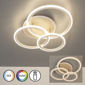 Küchenbeleuchtung, Wohnzimmerbeleuchtung, Esszimmerbeleuchtung, Bürobeleuchtung, Restaurantbeleuchtung, Hotelzimmerbeleuchtung, LED Deckenleuchte, Sandfarbe, Dimmer, Farbwechsler, RGBW, 60 cm x 51 cm