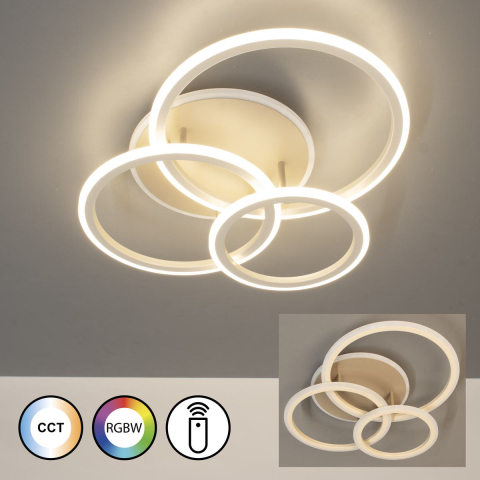Küchenbeleuchtung, Wohnzimmerbeleuchtung, Esszimmerbeleuchtung, Bürobeleuchtung, Restaurantbeleuchtung, Hotelzimmerbeleuchtung, LED Deckenleuchte, Sandfarbe, Dimmer, Farbwechsler, RGBW, 60 cm x 51 cm