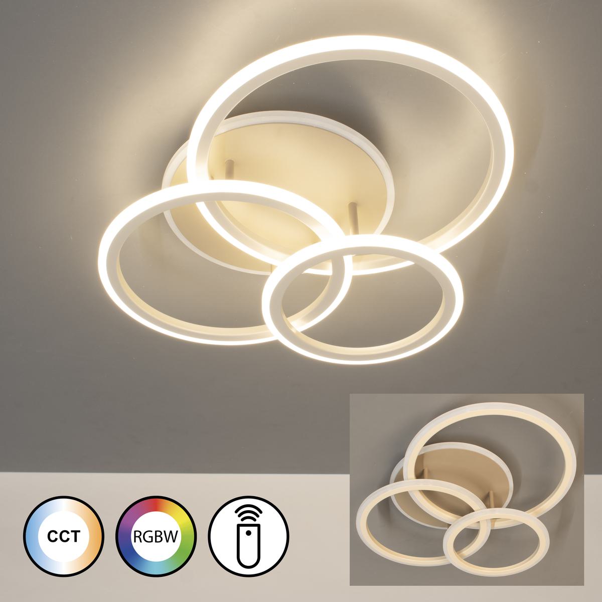 Küchenbeleuchtung, Wohnzimmerbeleuchtung, Esszimmerbeleuchtung, Bürobeleuchtung, Restaurantbeleuchtung, Hotelzimmerbeleuchtung, LED Deckenleuchte, Sandfarbe, Dimmer, Farbwechsler, RGBW, 60 cm x 51 cm