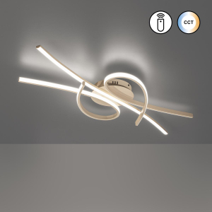 Wohnzimmerbeleuchtung, Esszimmerbeleuchtung, Restaurantbeleuchtung, Schlafzimmerbeleuchtung, Cafébeleuchtung, Flurbeleuchtung, LED Deckenleuchte, Sandfarbe, Dimmer, CCT, Fernbedienung, 100 cm x 44 cm
