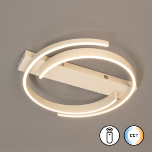Esszimmerbeleuchtung, Schlafzimmerbeleuchtung, Wohnzimmerbeleuchtung, Flurbeleuchtung, Bürobeleuchtung, Home-Officebeleuchtung, LED Deckenleuchte, Sandfarbe, CCT, Dimmer, Fernbedienung, 56 cm Ø