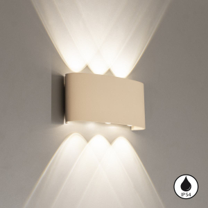 Éclairage de balcon, éclairage de terrasse, éclairage de façade, éclairage de salle de bain, éclairage de mur extérieur, éclairage d'hôtel, éclairage de restaurant, applique murale extérieure LED, sable, métal, IP54, 17 cm x 8 cm