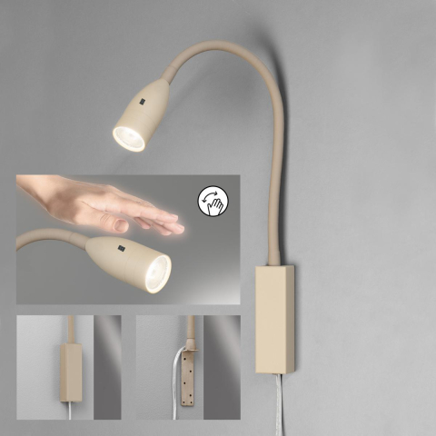 Bettbeleuchtung, Schlafzimmerbeleuchtung, Lesebeleuchtung, Hotelzimmerbeleuchtung, LED Wandleuchte, Bettleuchte, Gestensteuerung, Dimmer, 61 cm Höhe, Flurbeleuchtung