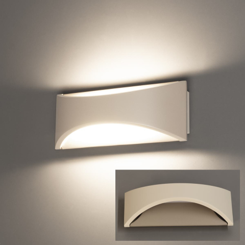 Applique murale LED, métal, sable, grège, éclairage vers le haut et vers le bas, 23 cm x 9 cm