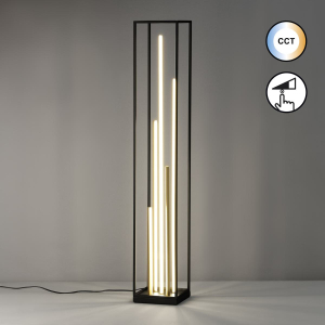 Éclairage de salon, éclairage de chambre à coucher, éclairage de coin lecture, éclairage de chambre d'hôtel, éclairage décoratif, lampadaire LED, métal, noir, variateur tactile, CCT, hauteur 123 cm