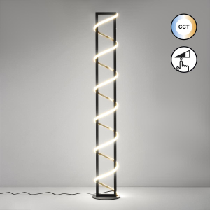 Éclairage du salon, éclairage de la chambre à coucher, éclairage de la chambre d'hôtel, éclairage du salon, lampadaire LED, spirale, noir, CCT, variateur, hauteur 145 cm