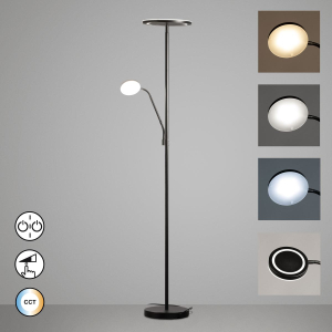 Bürobeleuchtung, Home-Officebeleuchtung, Schlafzimmerbeleuchtung, Wohnzimmerbeleuchtung, Hotelzimmerbeleuchtung, Praxisbeleuchtung, Flurbeleuchtung, LED Stehleuchte, Schwarz, CCT, Tastdimmer, Leselicht, 182 cm Höhe