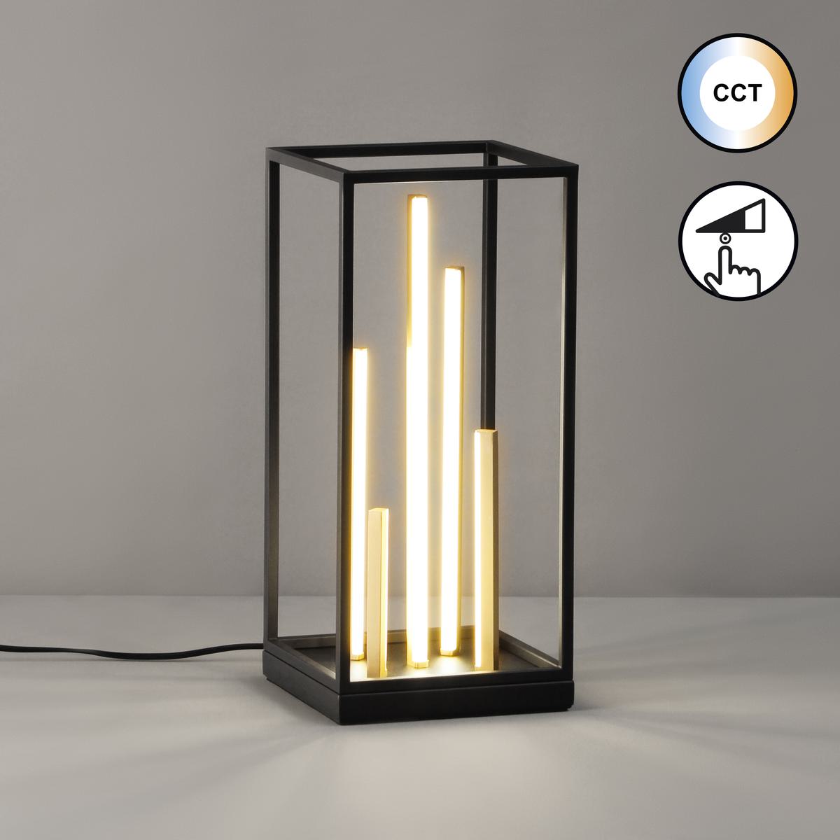 Nachttischbeleuchtung, Schlafzimmerbeleuchtung, Wohnzimmerbeleuchtung, Hotelzimmerbeleuchtung, Loungebeleuchtung, LED Tischleuchte, Dekorativ, Schwarz, Gold, Tastdimmer, CCT, 45 cm Höhe