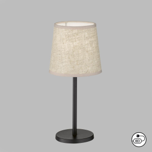 Nachttischbeleuchtung, Schlafzimmerbeleuchtung, Wohnzimmerbeleuchtung, Dekobeleuchtung, Hotelzimmerbeleuchtung, Loungebeleuchtung, Tischleuchte, Metall, Stoffschirm, Schwarz, Beige, Schnurschalter, 30 cm Höhe
