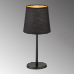 Schlafzimmerbeleuchtung, Nachttischbeleuchtung, Hotelzimmerbeleuchtung, Gästezimmerbeleuchtung, Wohnzimmerbeleuchtung, Flurbeleuchtung, Tischleuchte, Schwarz, Gold, Stoffschirm, Schnurschalter, 30 cm Höhe