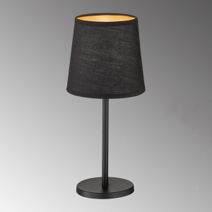 Schlafzimmerbeleuchtung, Nachttischbeleuchtung, Hotelzimmerbeleuchtung, Gästezimmerbeleuchtung, Wohnzimmerbeleuchtung, Flurbeleuchtung, Tischleuchte, Schwarz, Gold, Stoffschirm, Schnurschalter, 30 cm Höhe