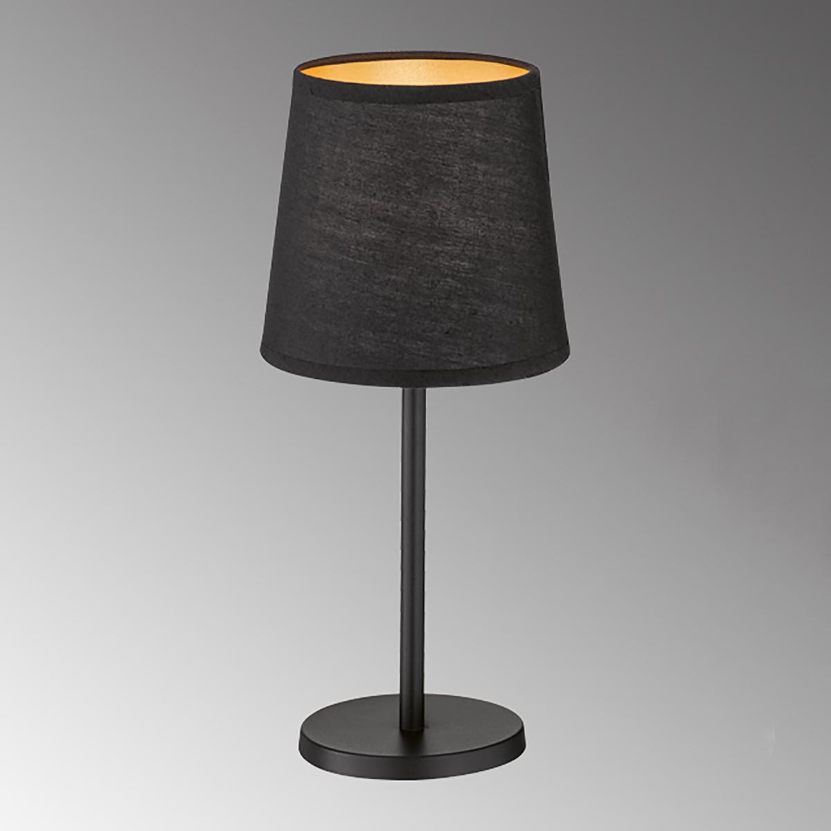 Schlafzimmerbeleuchtung, Nachttischbeleuchtung, Hotelzimmerbeleuchtung, Gästezimmerbeleuchtung, Wohnzimmerbeleuchtung, Flurbeleuchtung, Tischleuchte, Schwarz, Gold, Stoffschirm, Schnurschalter, 30 cm Höhe