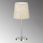 Nachttischbeleuchtung, Schlafzimmerbeleuchtung, Hotelzimmerbeleuchtung, Gästezimmerbeleuchtung, Restaurantbeleuchtung, Tischleuchte, Nickel, Sand, Stoffschirm, Schnurschalter, 30 cm Höhe