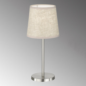 Nachttischbeleuchtung, Schlafzimmerbeleuchtung, Hotelzimmerbeleuchtung, Gästezimmerbeleuchtung, Restaurantbeleuchtung, Tischleuchte, Nickel, Sand, Stoffschirm, Schnurschalter, 30 cm Höhe