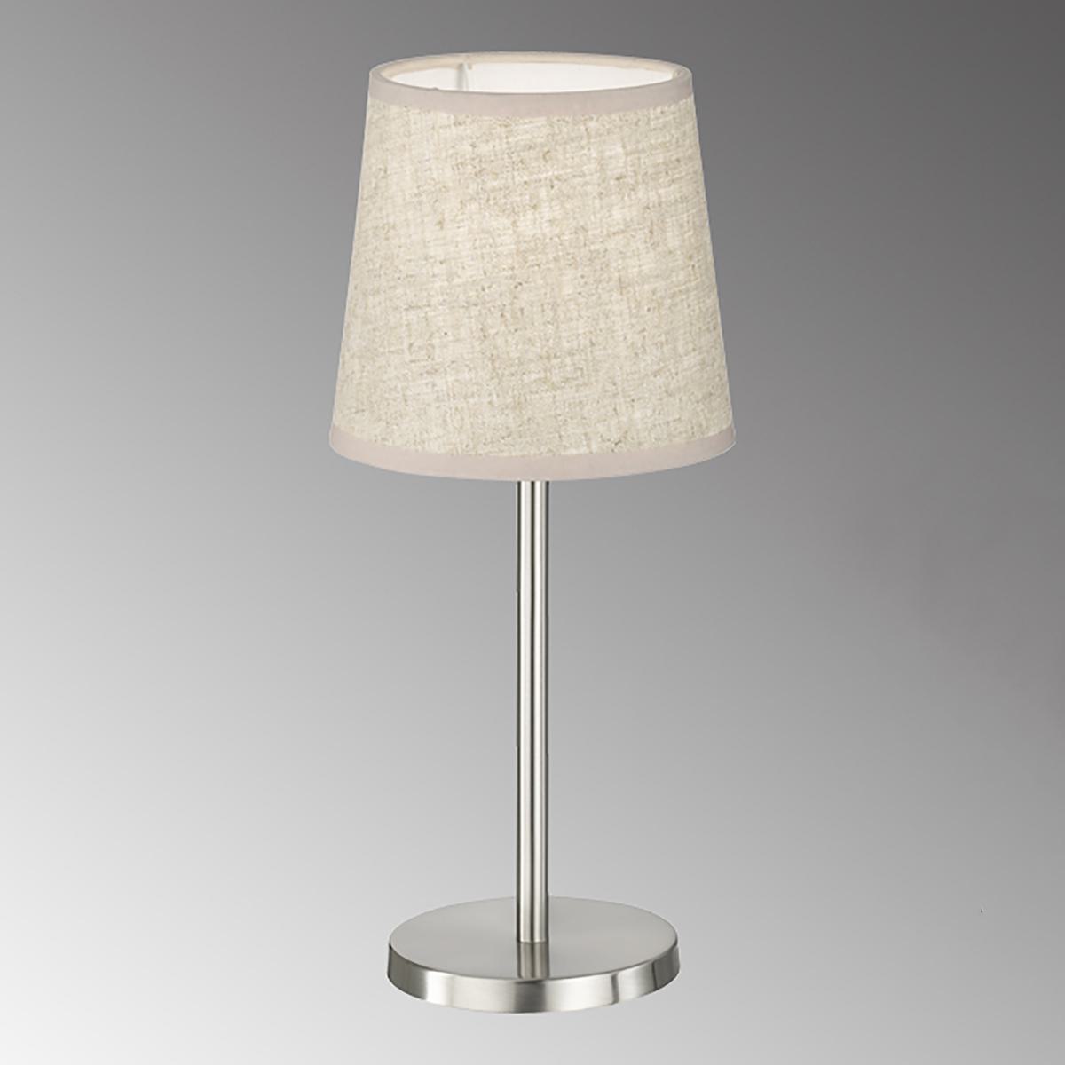 Nachttischbeleuchtung, Schlafzimmerbeleuchtung, Hotelzimmerbeleuchtung, Gästezimmerbeleuchtung, Restaurantbeleuchtung, Tischleuchte, Nickel, Sand, Stoffschirm, Schnurschalter, 30 cm Höhe
