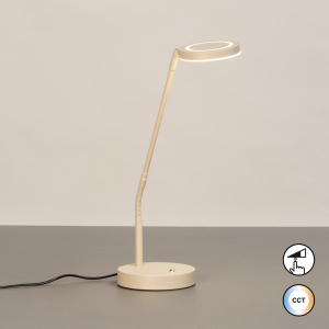Bürobeleuchtung, Schreibtischbeleuchtung, Nachttischbeleuchtung, Schlafzimmerbeleuchtung, Wohnzimmerbeleuchtung, Lesebeleuchtung, LED Tischleuchte, Sandfarbe, Metall, CCT, Tastdimmer, 48 cm Höhe