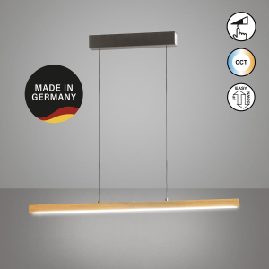 Bürobeleuchtung, Küchenbeleuchtung, Esszimmerbeleuchtung, Wohnzimmerbeleuchtung, LED Pendelleuchte, Holz, Höhenverstellbar, CCT, Dimmer, 105 cm Länge