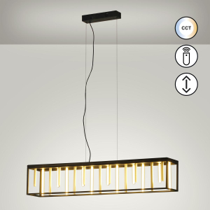 Küchenbeleuchtung, Esszimmerbeleuchtung, Wohnzimmerbeleuchtung, Restaurantbeleuchtung, LED Pendelleuchte, CCT, Fernbedienung, Schwarz, Dimmbar, 110 cm Länge